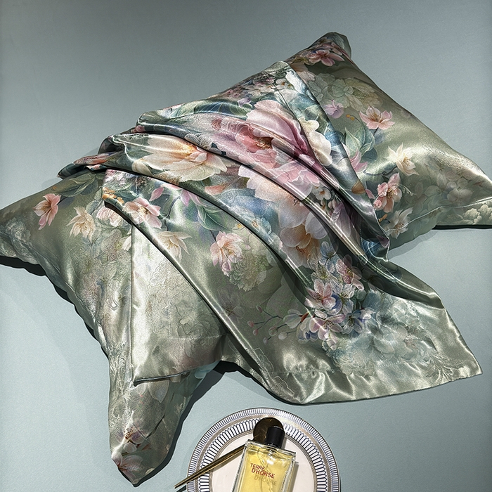 91家纺网 家纺一手货源 找家纺 七夜居 2025新款直播爆款欧式轻奢贡缎提花加数码印花磨毛提花四件套（价格咨询商家）繁花似锦