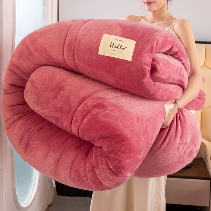 91家纺网 家纺一手货源 找家纺 （总）恋之巢家纺 2025新款双面牛奶绒模特冬被被子被芯