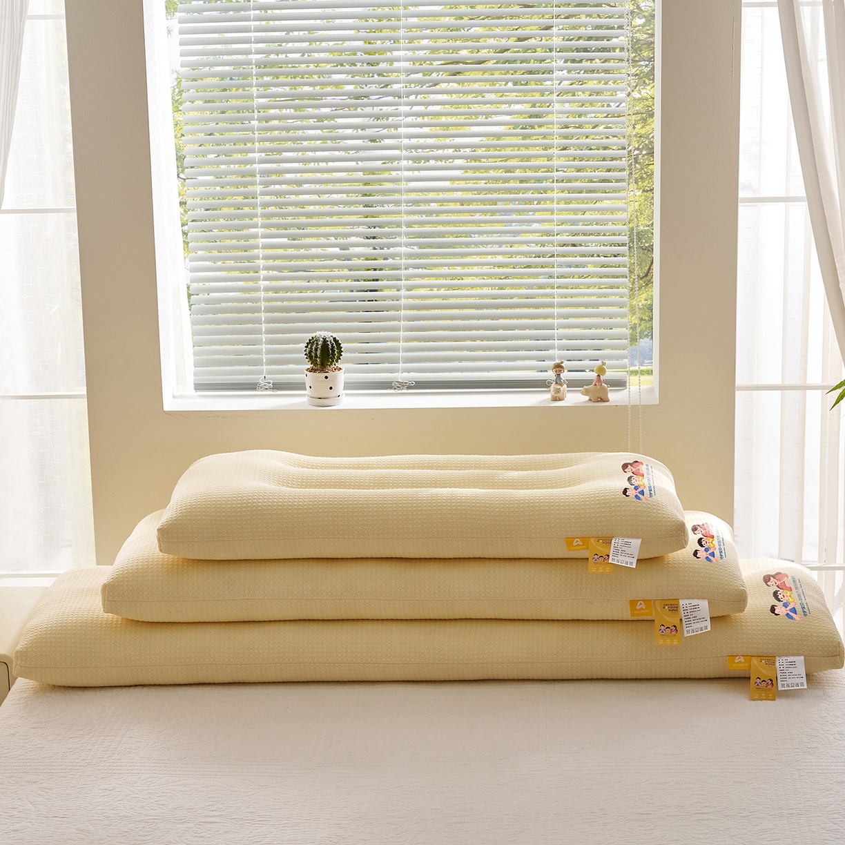 91家纺网 家纺一手货源 找家纺 乐可 2025新款千鸟格双人长枕枕头枕芯 千鸟格双人长枕-黄