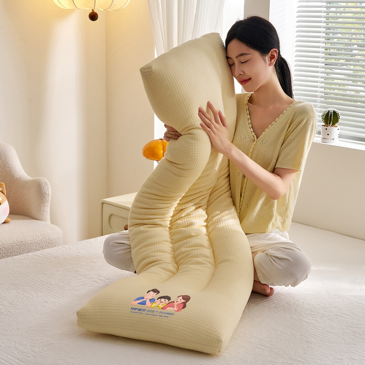 91家纺网 家纺一手货源 找家纺 （总）乐可 2025新款千鸟格双人长枕枕头枕芯