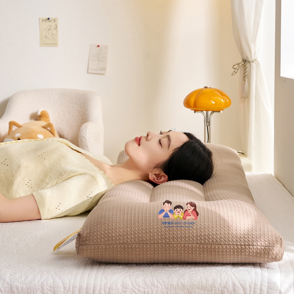 91家纺网 家纺一手货源 找家纺 乐可 2025新款千鸟格双人长枕枕头枕芯 千鸟格双人长枕-咖