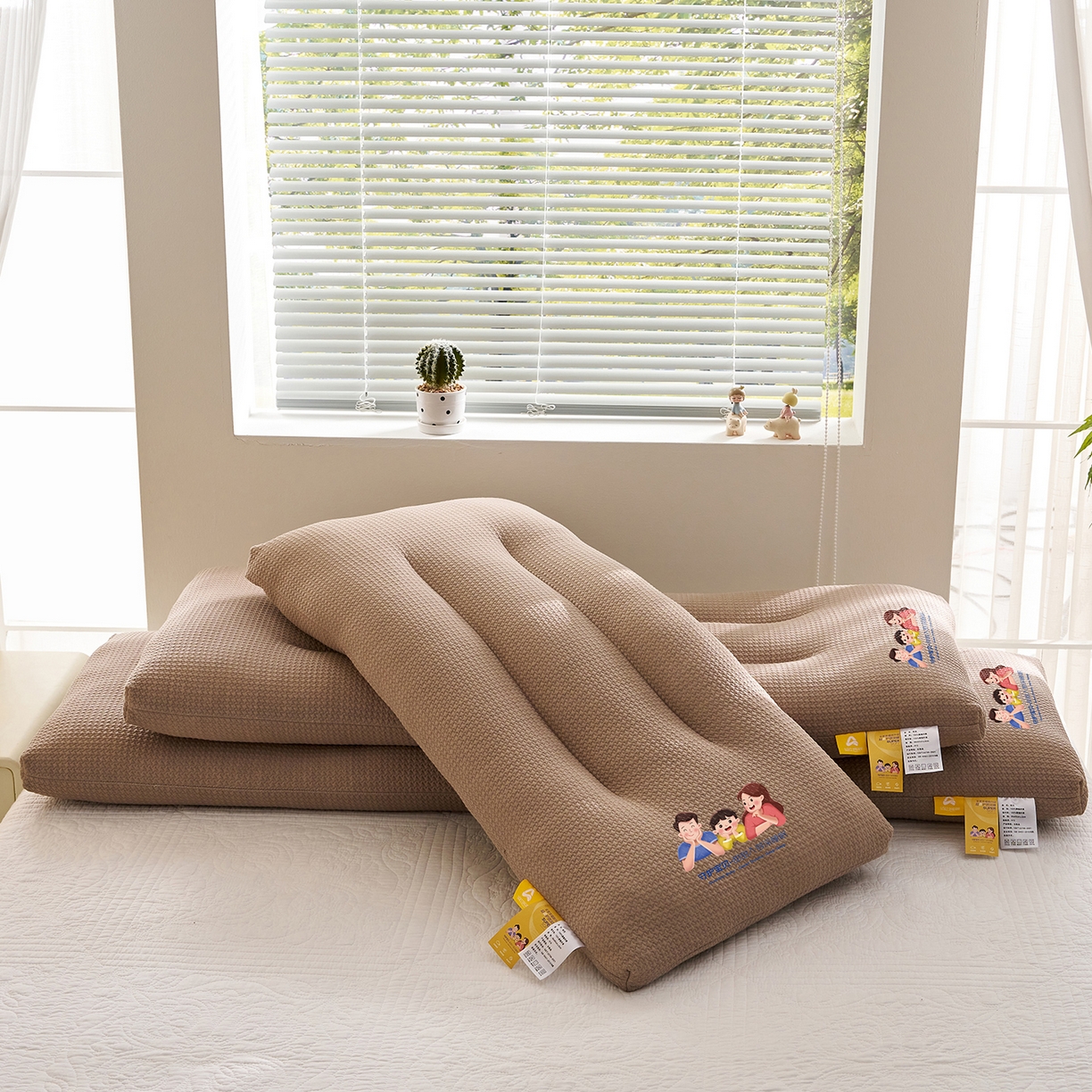 91家纺网 家纺一手货源 找家纺 乐可 2025新款千鸟格双人长枕枕头枕芯 千鸟格双人长枕-咖