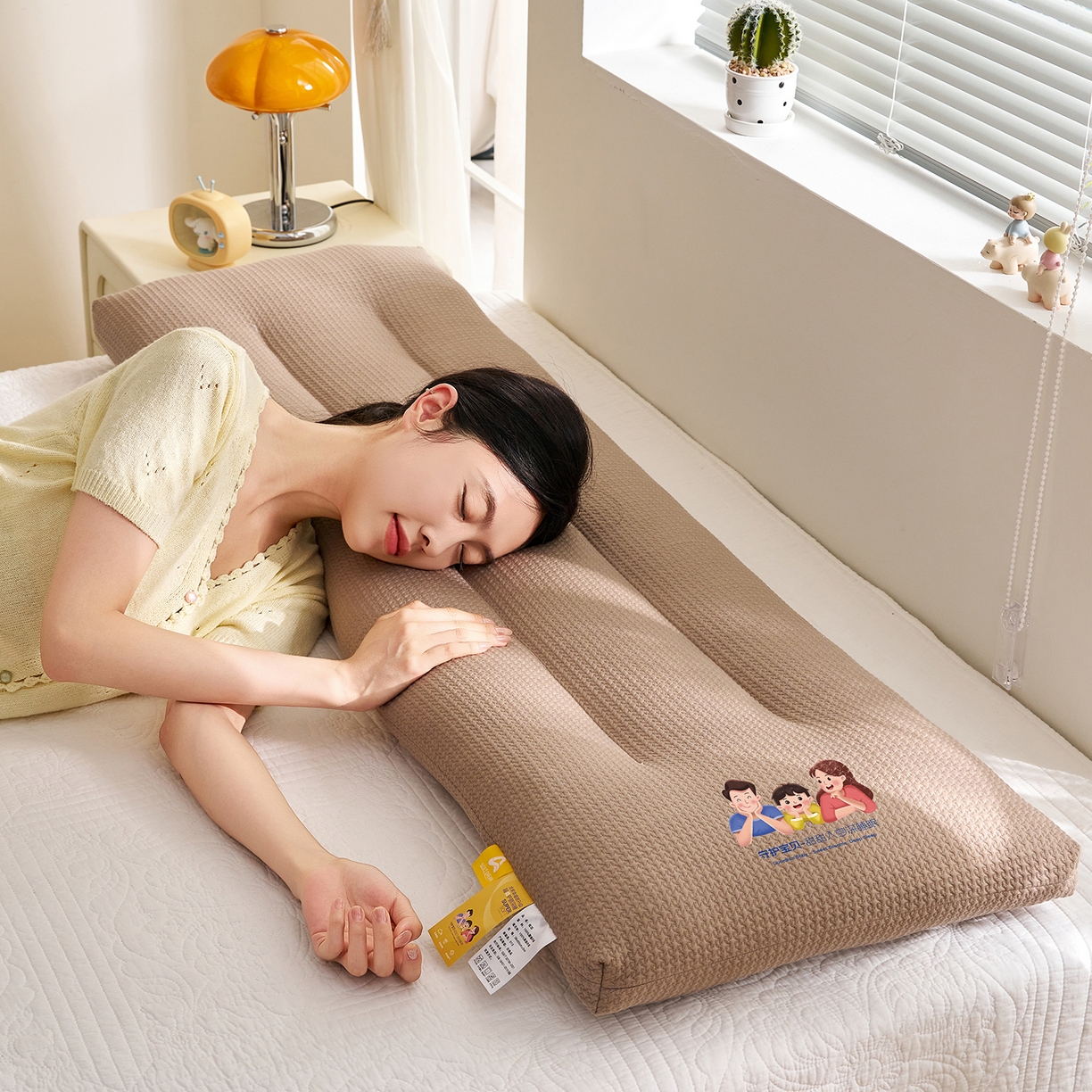 91家纺网 家纺一手货源 找家纺 乐可 2025新款千鸟格双人长枕枕头枕芯 千鸟格双人长枕-咖