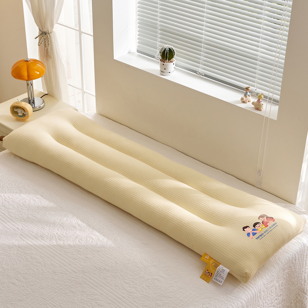 91家纺网 家纺一手货源 找家纺 乐可 2025新款千鸟格双人长枕枕头枕芯 千鸟格双人长枕-黄