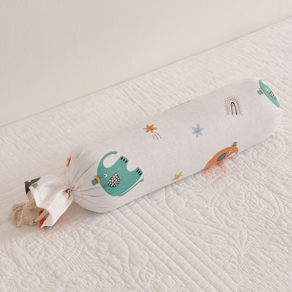 乐可 2025新款全棉双层纱哄睡枕决明子枕婴儿枕儿童枕枕头枕芯 双层纱哄睡枕-礼帽小象白