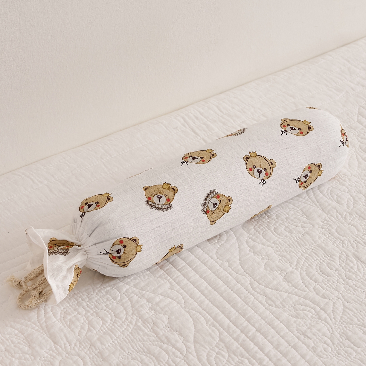 乐可 2025新款全棉双层纱哄睡枕决明子枕婴儿枕儿童枕枕头枕芯 双层纱哄睡枕-小熊王子白