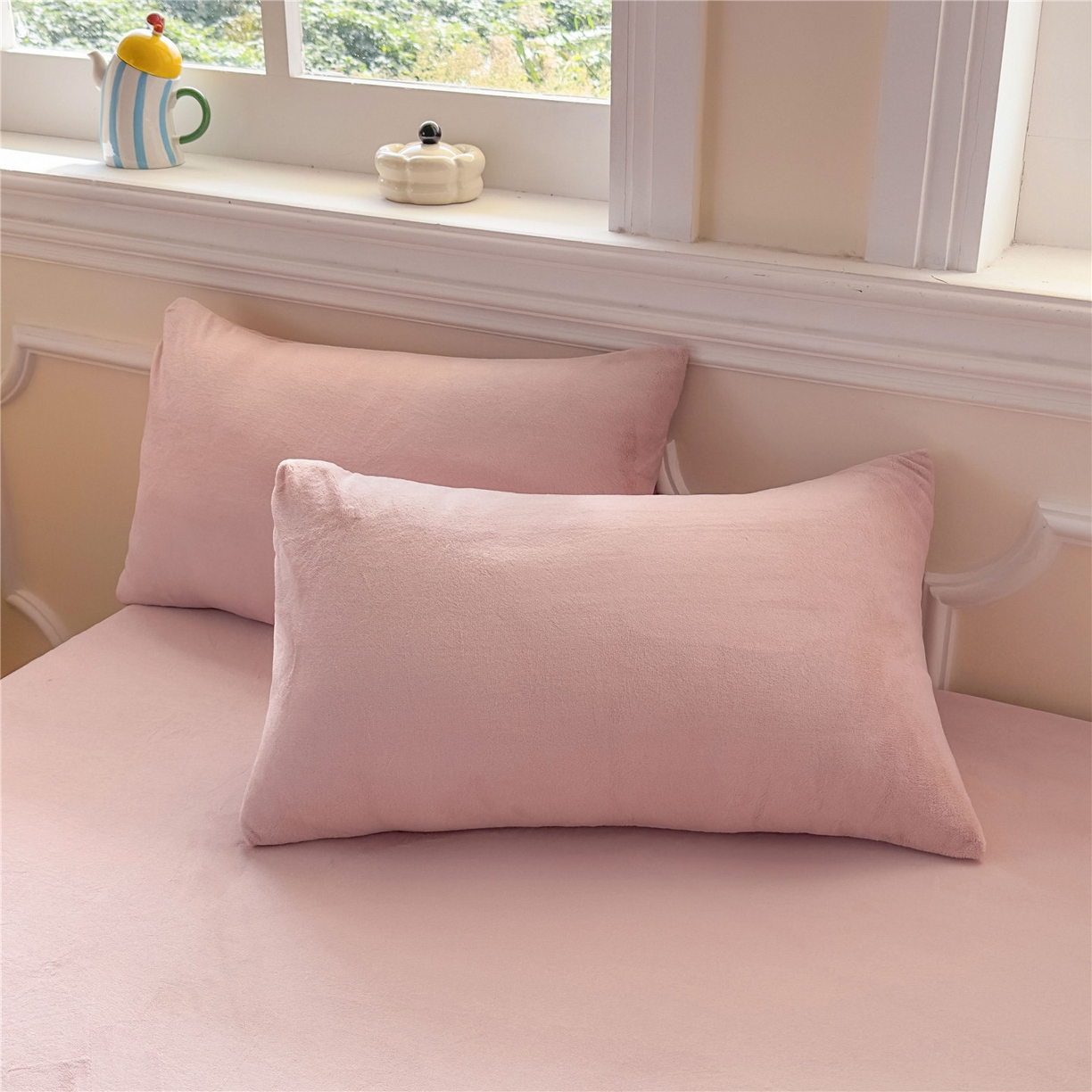 91家纺网 家纺一手货源 找家纺 沐纯家居 2025新款250g全消光牛奶绒单床笠 豆沙粉