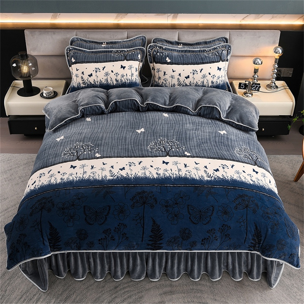 91家纺网 家纺一手货源 找家纺 （总）  玖琳家纺  2025新款220g保暖舒适牛奶绒床裙四件套