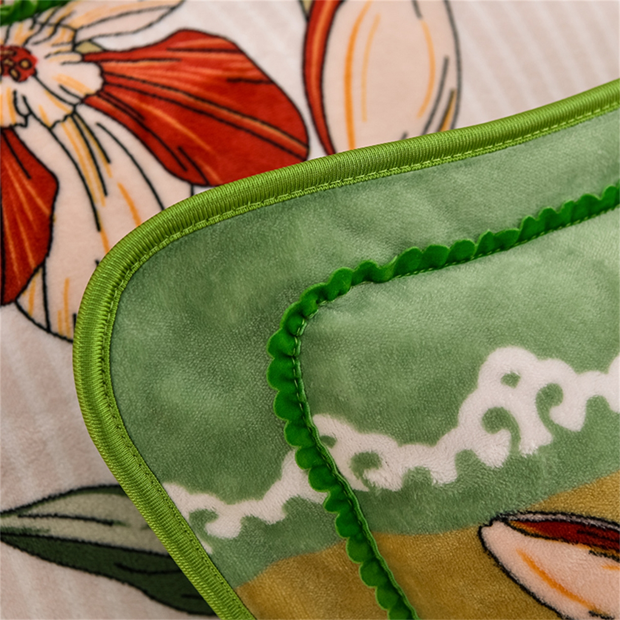 91家纺网 家纺一手货源 找家纺   玖琳家纺  2025新款220g保暖舒适牛奶绒床裙四件套 暗香