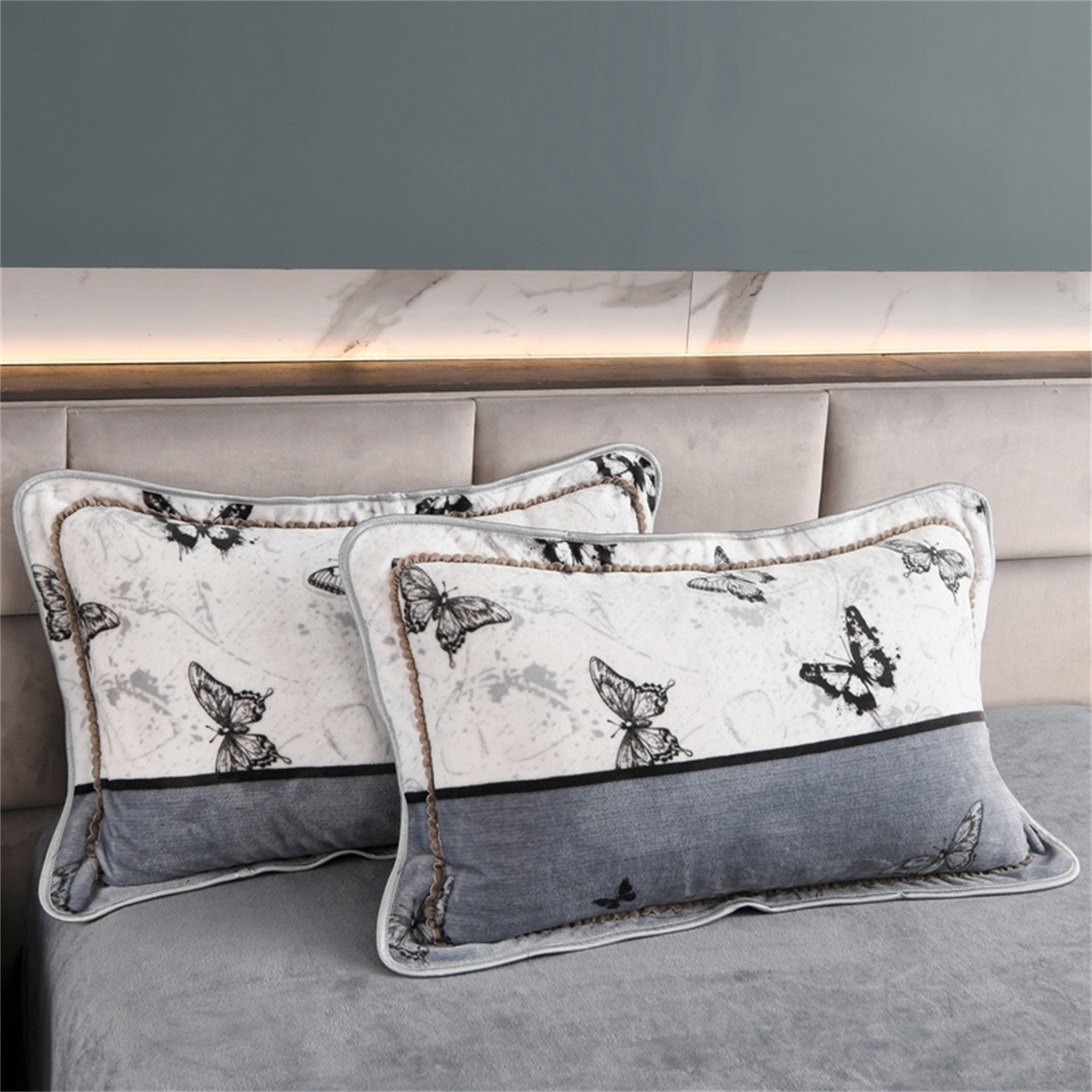 91家纺网 家纺一手货源 找家纺   玖琳家纺  2025新款220g保暖舒适牛奶绒床裙四件套 蝶恋花