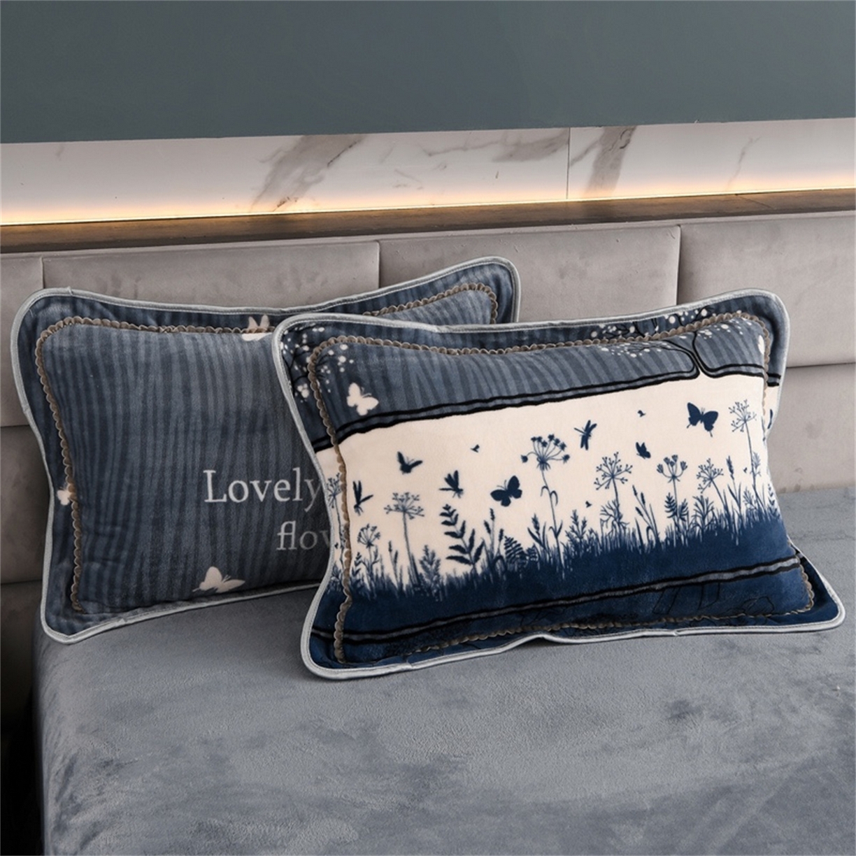 91家纺网 家纺一手货源 找家纺   玖琳家纺  2025新款220g保暖舒适牛奶绒床裙四件套 花影织梦