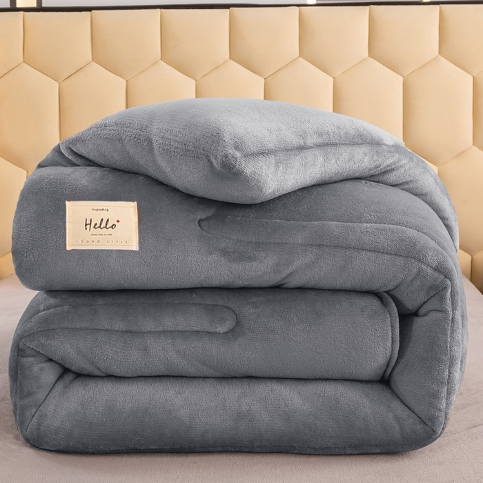 91家纺网 家纺一手货源 找家纺 恋之巢家纺 2025新款双面牛奶绒模特冬被被子被芯 绅士灰