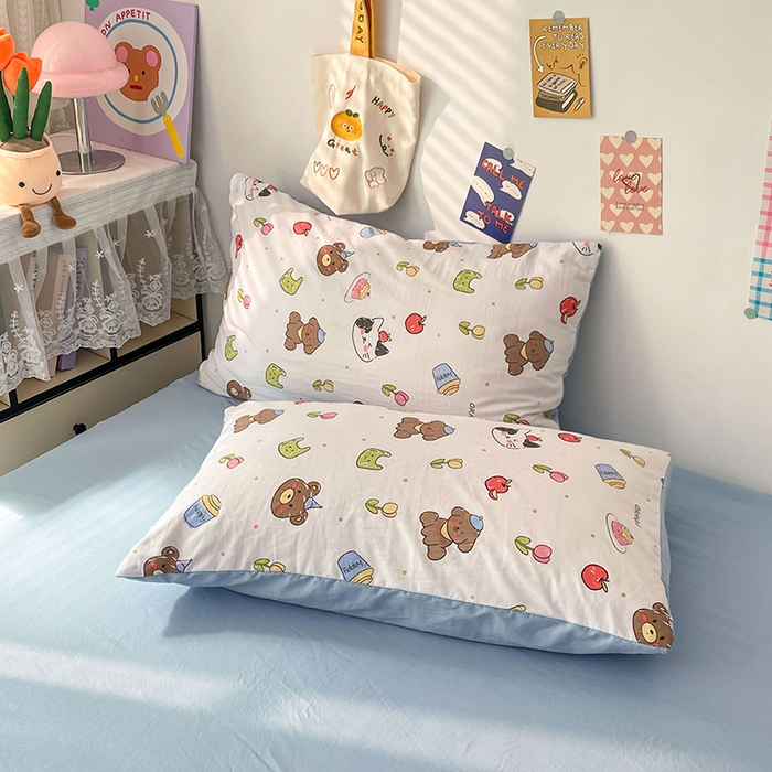 91家纺网 家纺一手货源 找家纺 梦卓家纺 2025新款超柔水洗棉印花双层纱卡通小清新四件套 动物乐园