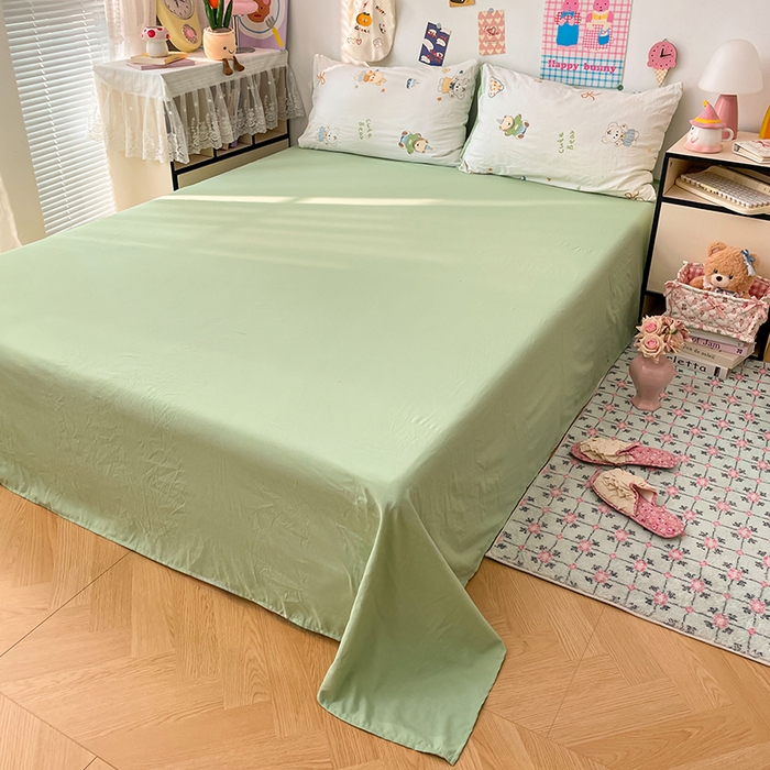 91家纺网 家纺一手货源 找家纺 梦卓家纺 2025新款超柔水洗棉印花双层纱卡通小清新四件套 黄油小奶熊