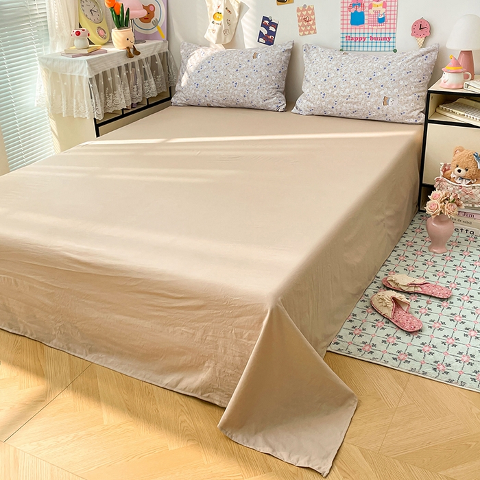 91家纺网 家纺一手货源 找家纺 梦卓家纺 2025新款超柔水洗棉印花双层纱卡通小清新四件套 碎花兔兔