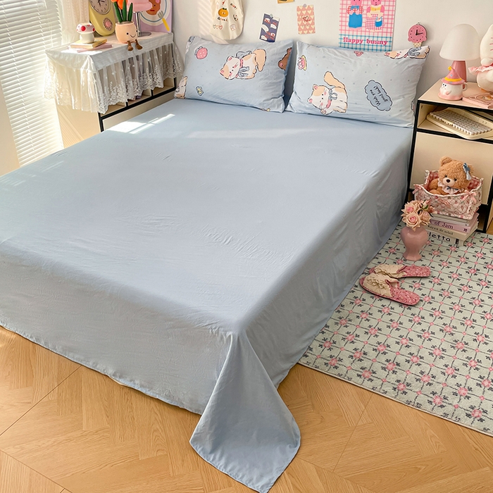 91家纺网 家纺一手货源 找家纺 梦卓家纺 2025新款超柔水洗棉印花双层纱卡通小清新四件套 招财猫