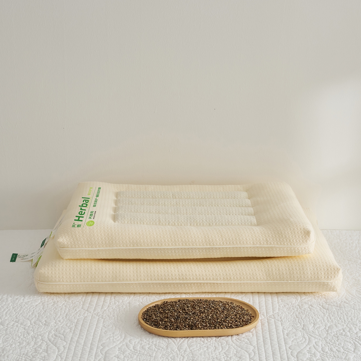 91家纺网 家纺一手货源 找家纺 乐可 2025新款草本定型枕荞麦学生枕成人枕枕头枕芯 草本定型枕学生-米