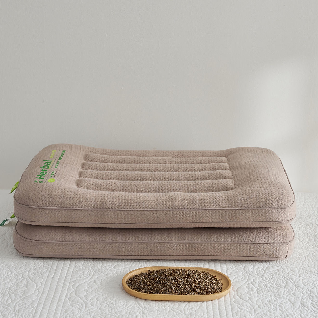 91家纺网 家纺一手货源 找家纺 乐可 2025新款草本定型枕荞麦学生枕成人枕枕头枕芯 草本定型枕立体-咖