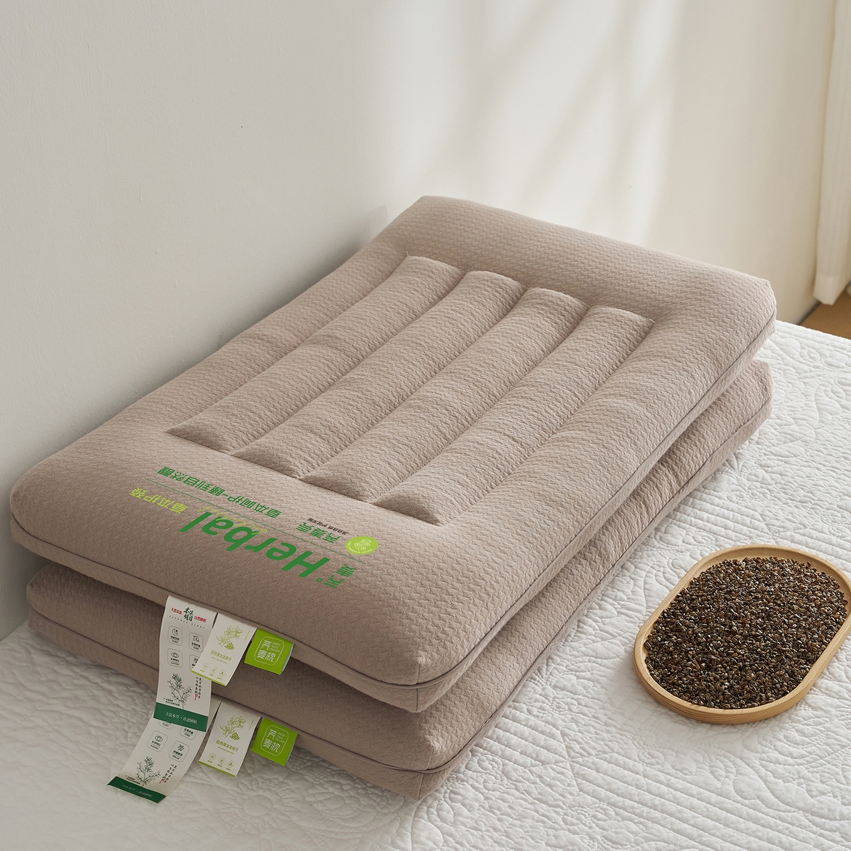 乐可 2025新款草本定型枕荞麦学生枕成人枕枕头枕芯 草本定型枕单边-咖