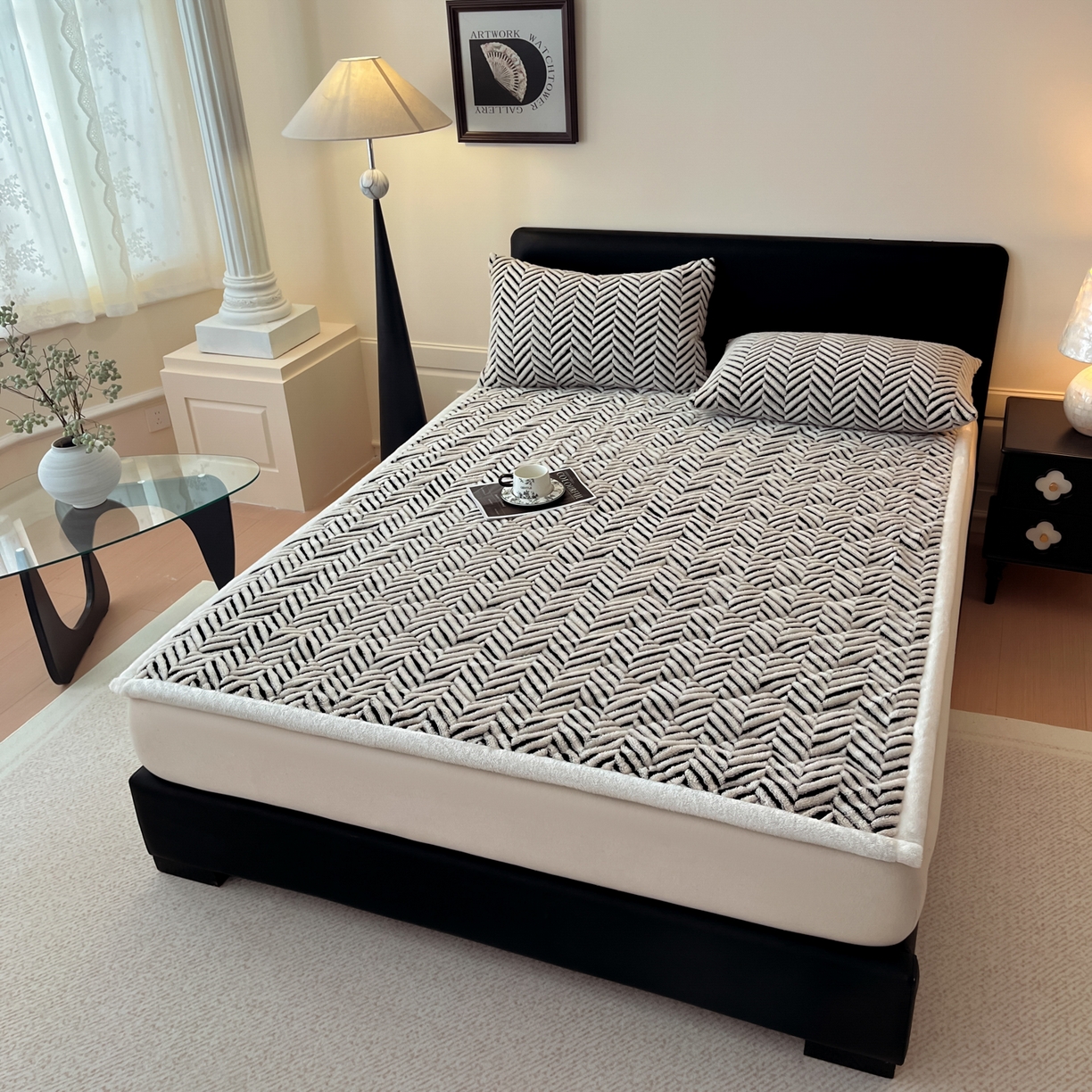 91家纺网 家纺一手货源 找家纺 （总）可恩欣 2025新款舒棉绒提花床垫床护垫-莫尼