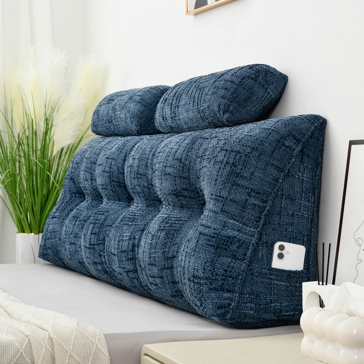 91家纺网 家纺一手货源 找家纺 （总）美达人 2025新款床头靠垫大靠背带头枕可拆洗-肌理麻