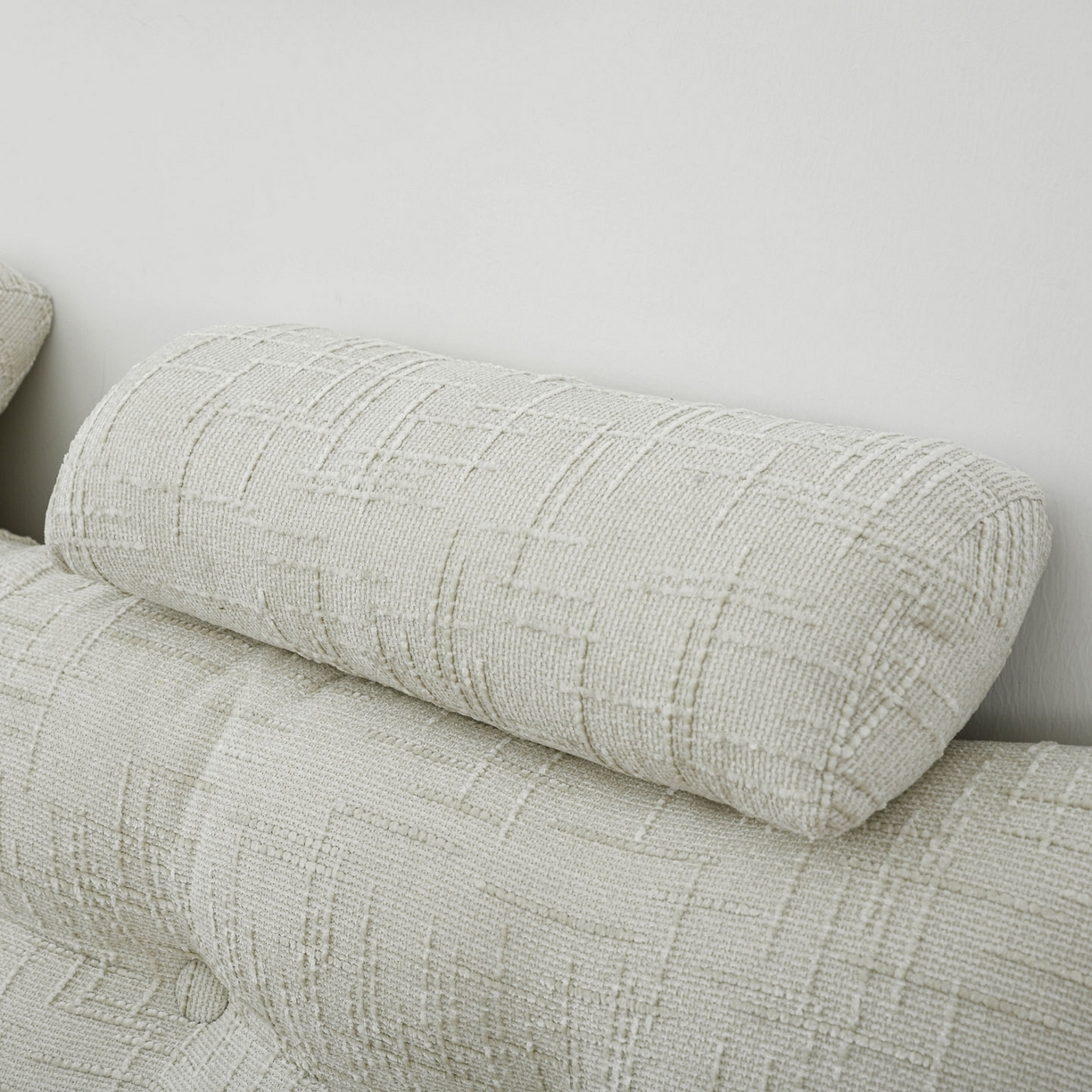 91家纺网 家纺一手货源 找家纺 美达人 2025新款床头靠垫大靠背带头枕可拆洗-肌理麻 肌理麻-香草白-枕头款