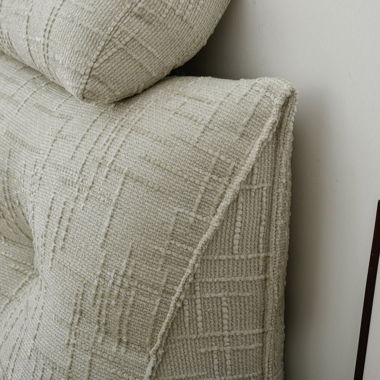 91家纺网 家纺一手货源 找家纺 美达人 2025新款床头靠垫大靠背带头枕可拆洗-肌理麻 肌理麻-香草白-枕头款