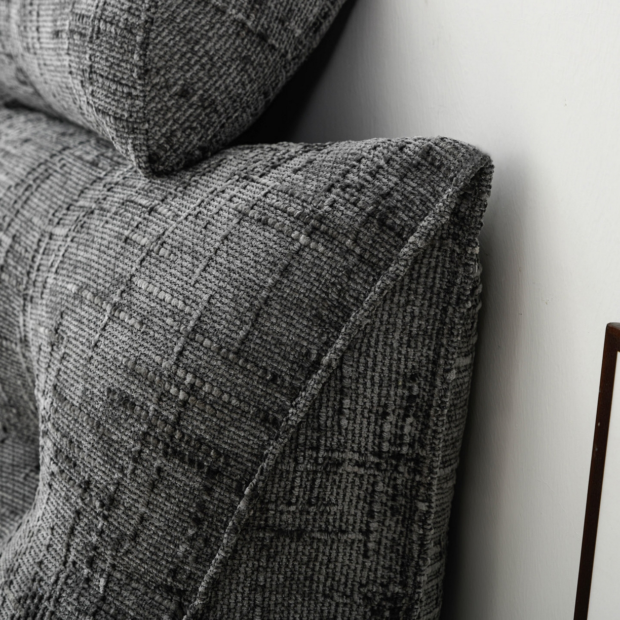 91家纺网 家纺一手货源 找家纺 美达人 2025新款床头靠垫大靠背带头枕可拆洗-肌理麻 肌理麻-云烟灰-枕头款