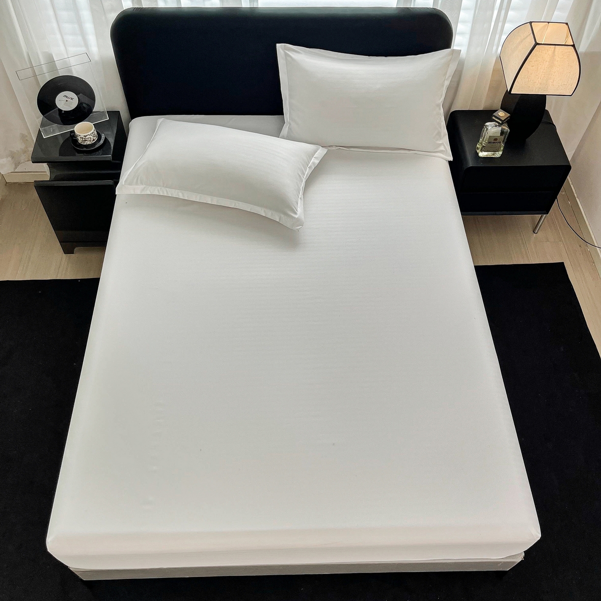 91家纺网 家纺一手货源 找家纺 （总）恬澳家纺 2025新款简约磨毛压花床笠外贸跨境电商亚马逊速卖通单床笠三件套欧美尺寸多多跨境平台TEMU SHEIN