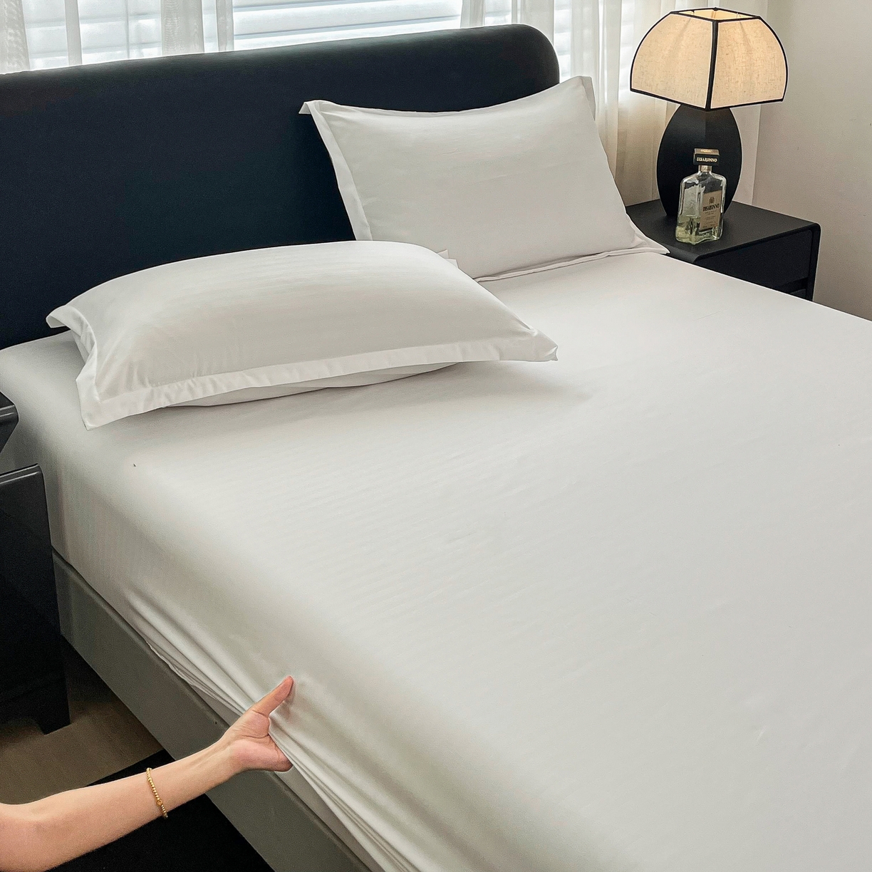 91家纺网 家纺一手货源 找家纺 （总）恬澳家纺 2025新款简约磨毛压花床笠外贸跨境电商亚马逊速卖通单床笠三件套欧美尺寸多多跨境平台TEMU SHEIN