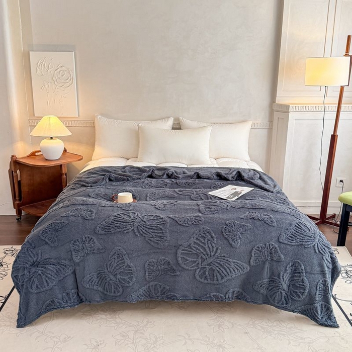 91家纺网 家纺一手货源 找家纺 （总）喜歌家居 2025新款蝴蝶提花毯