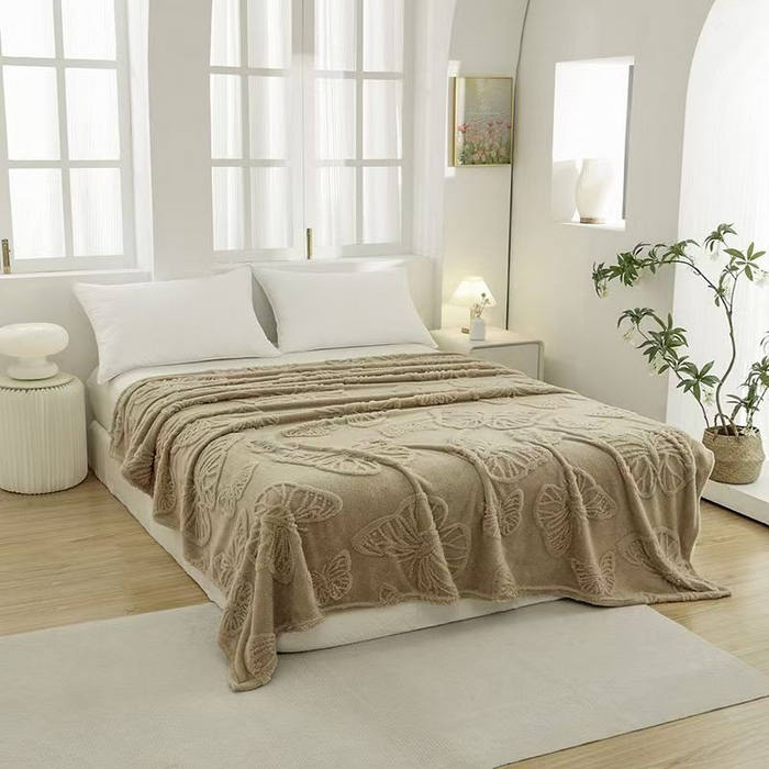 91家纺网 家纺一手货源 找家纺 （总）喜歌家居 2025新款蝴蝶提花毯