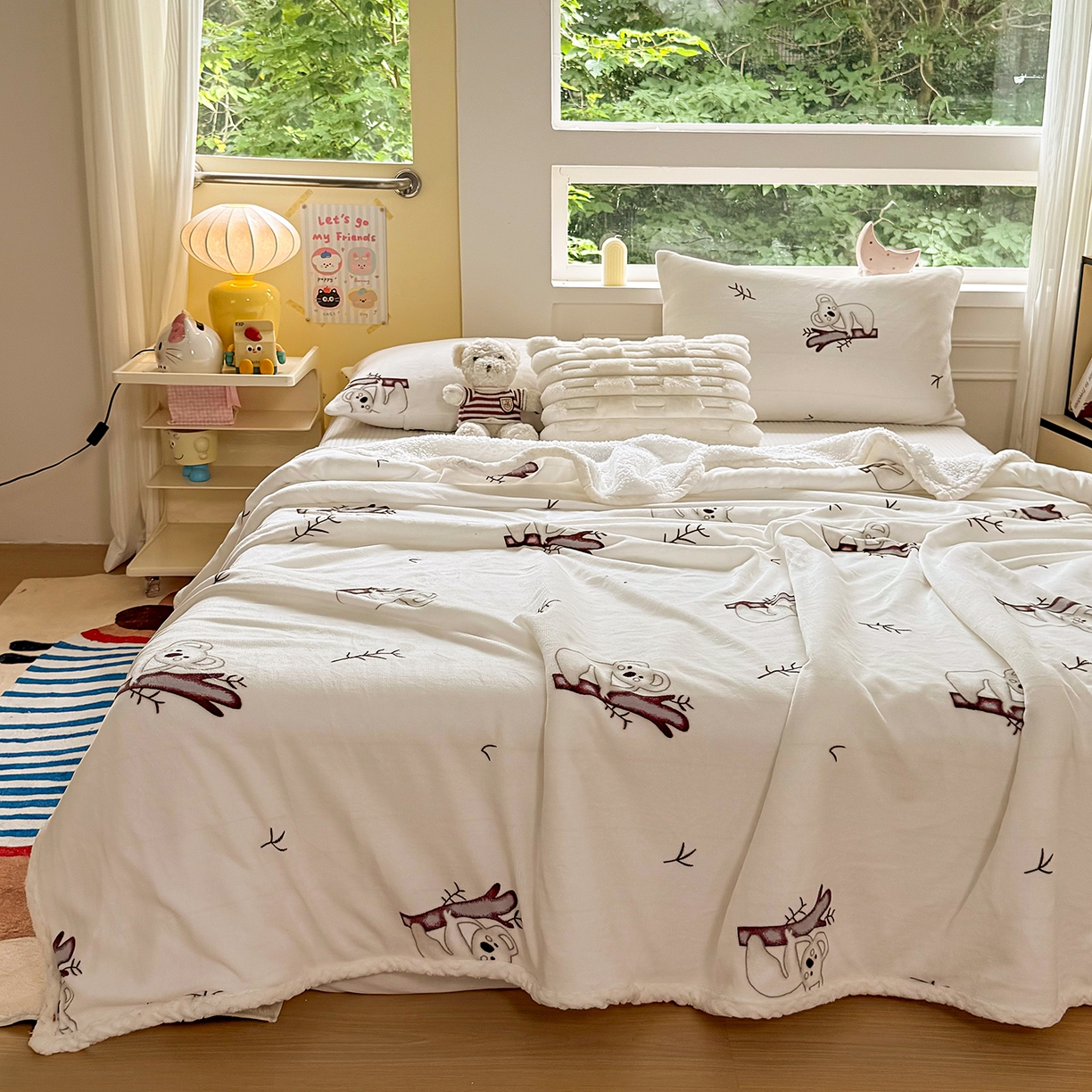 91家纺网 家纺一手货源 找家纺 （总）喜歌家居 2025新款玉源考拉牛奶绒包边双层毯