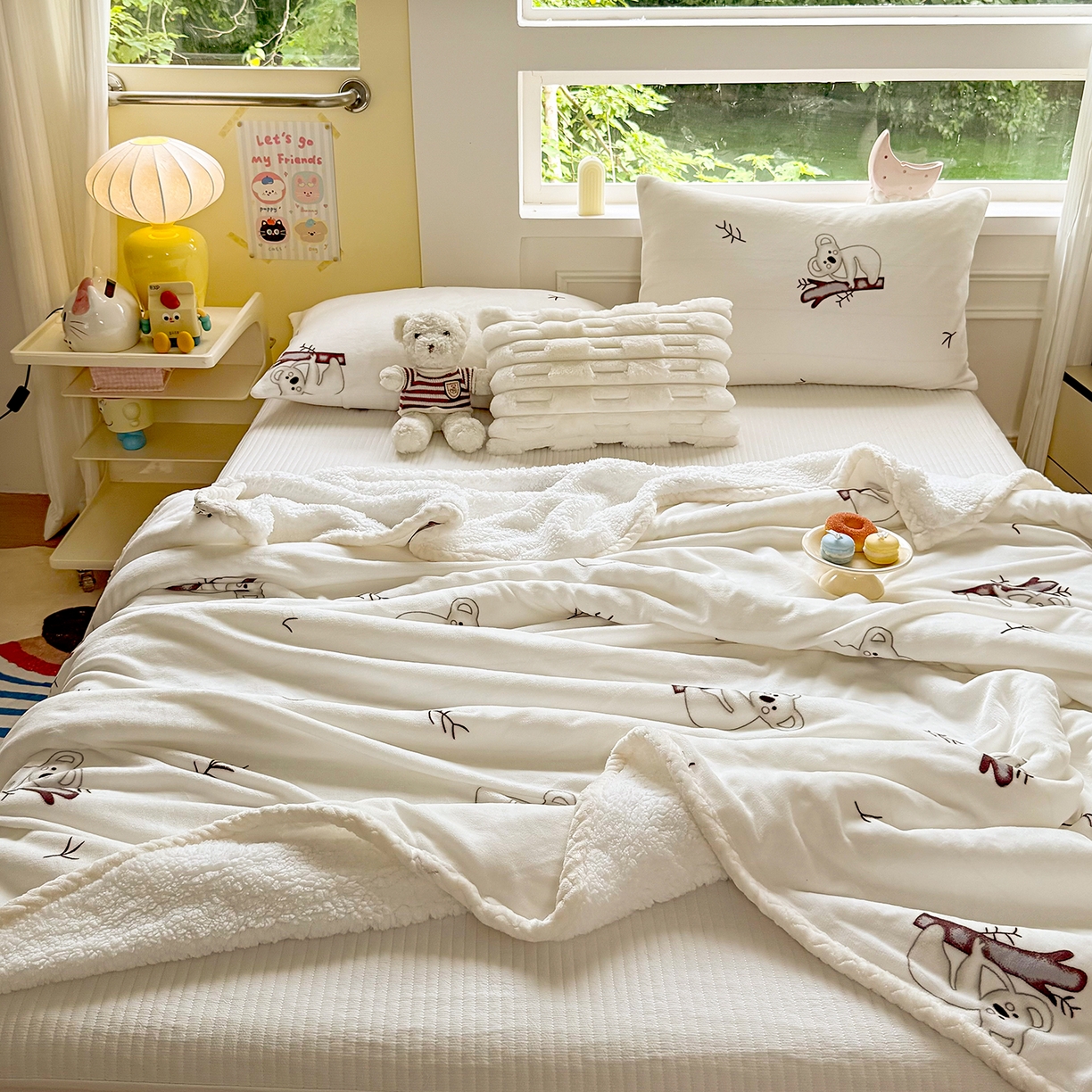 91家纺网 家纺一手货源 找家纺 （总）喜歌家居 2025新款玉源考拉牛奶绒包边双层毯