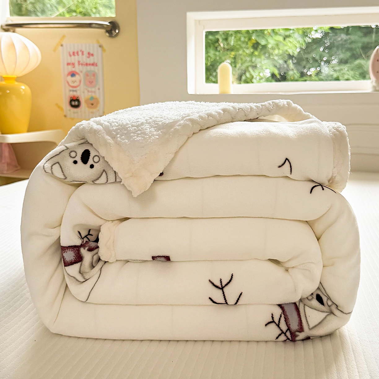 91家纺网 家纺一手货源 找家纺 （总）喜歌家居 2025新款玉源考拉牛奶绒包边双层毯