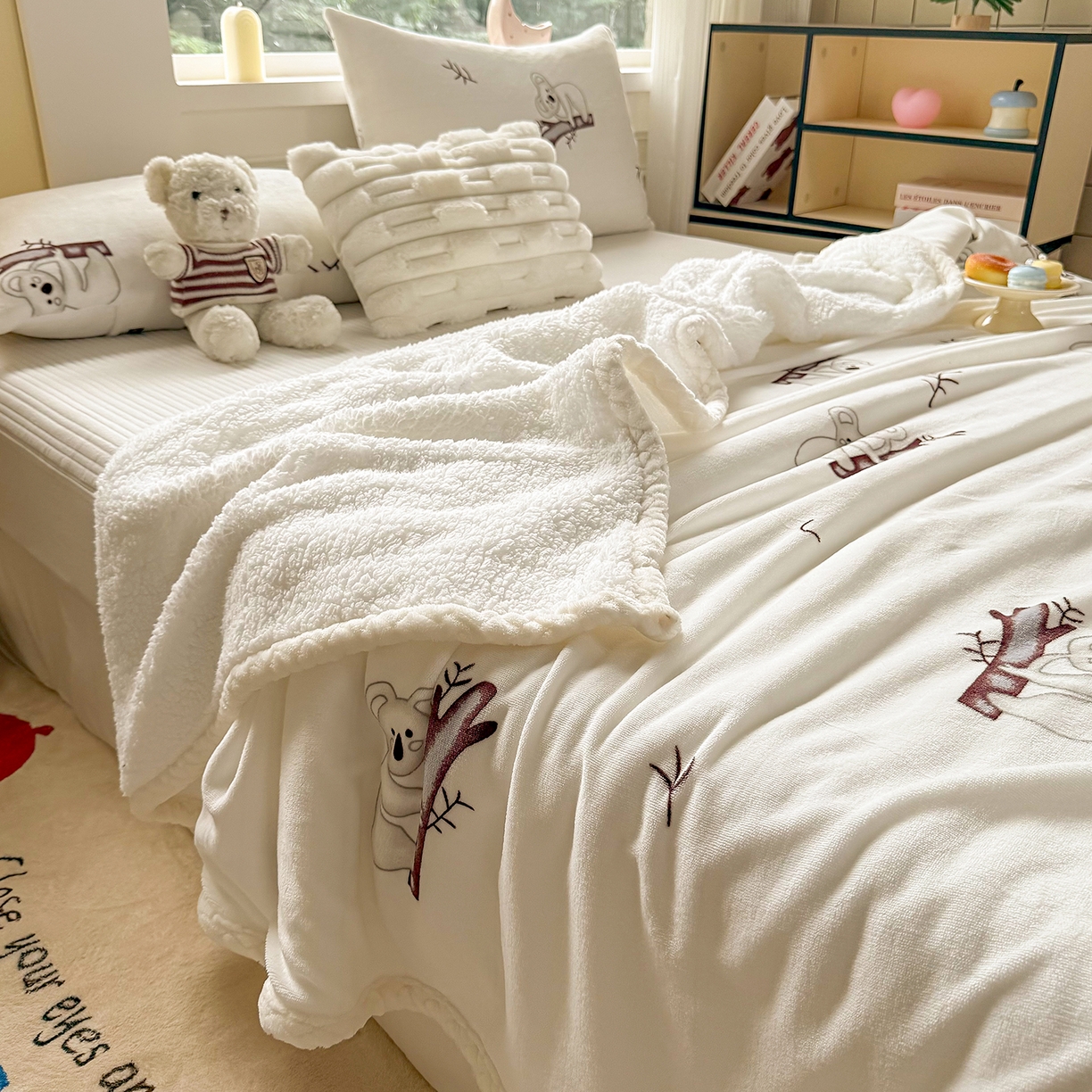 91家纺网 家纺一手货源 找家纺 （总）喜歌家居 2025新款玉源考拉牛奶绒包边双层毯