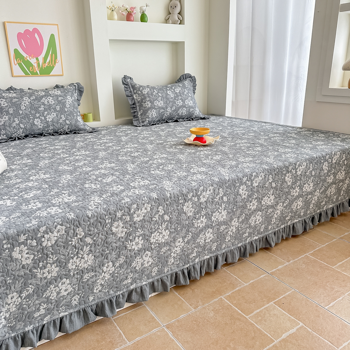 91家纺网 家纺一手货源 找家纺 手艺人家纺 2025新款双层纱夹棉防滑炕盖 榻榻米床盖 炕单床盖A20-A26 A20