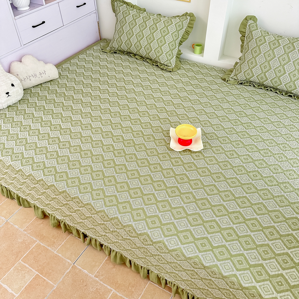 91家纺网 家纺一手货源 找家纺 手艺人家纺 2025新款双层纱夹棉防滑炕盖 榻榻米床盖 炕单床盖A20-A26 A21