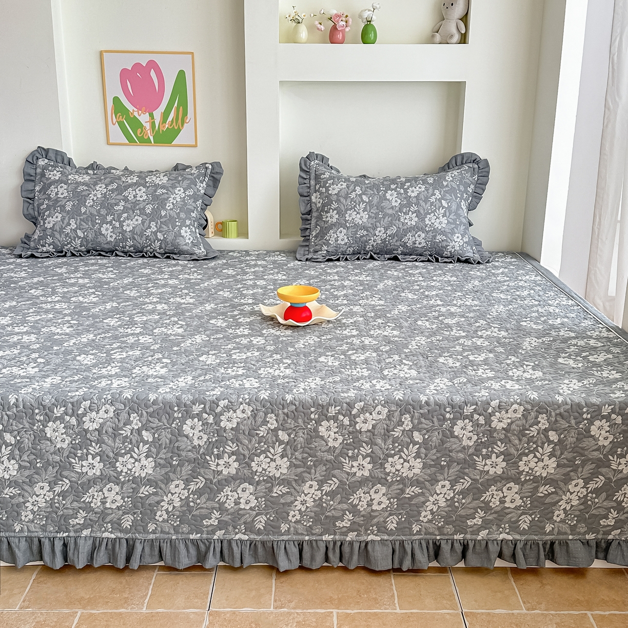 91家纺网 家纺一手货源 找家纺 手艺人家纺 2025新款双层纱夹棉防滑炕盖 榻榻米床盖 炕单床盖A20-A26 A20