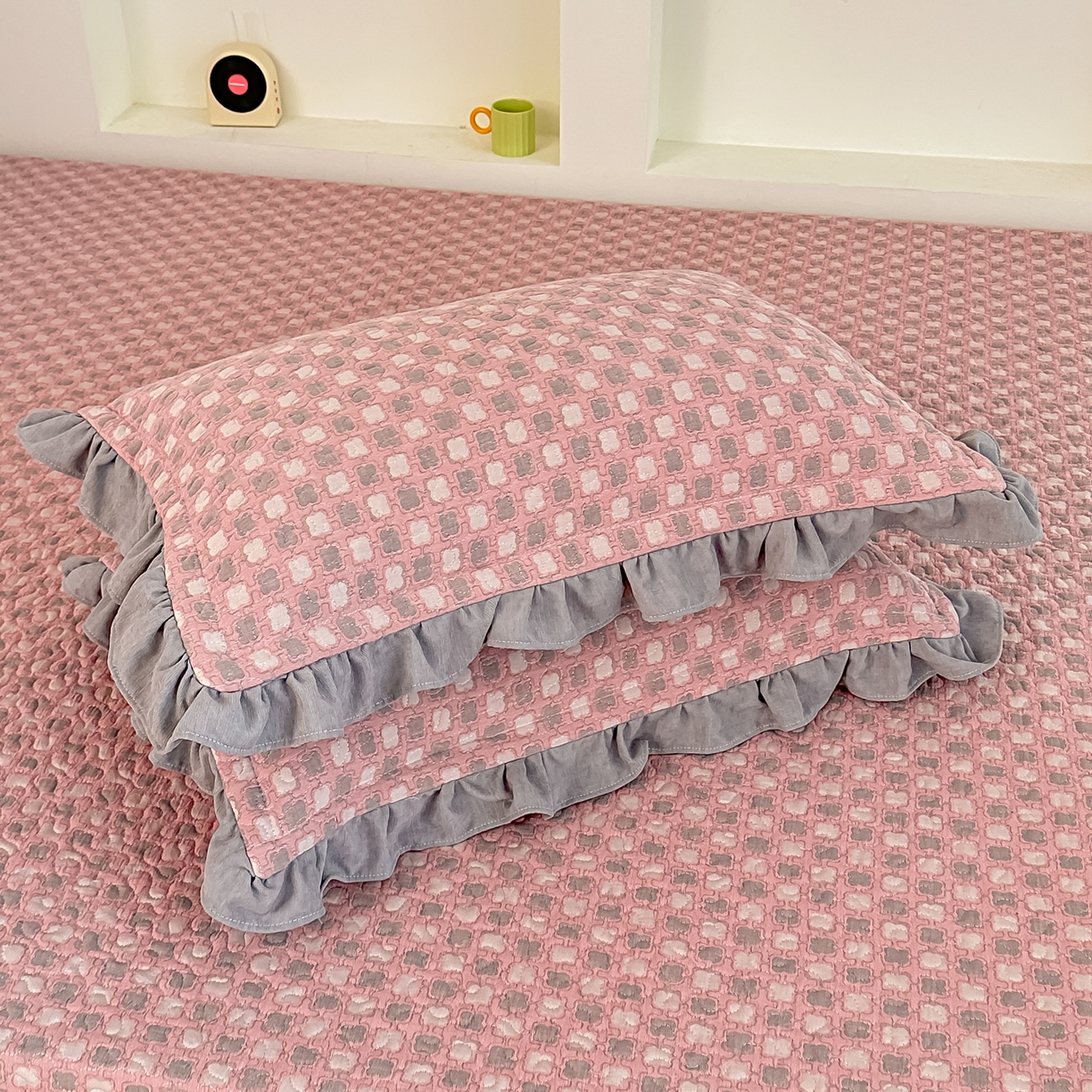 91家纺网 家纺一手货源 找家纺 手艺人家纺 2025新款双层纱夹棉防滑炕盖 榻榻米床盖 炕单床盖A20-A26 A26