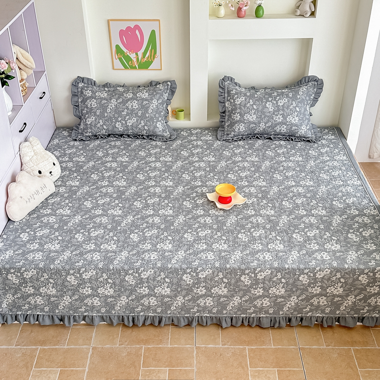 91家纺网 家纺一手货源 找家纺 手艺人家纺 2025新款双层纱夹棉防滑炕盖 榻榻米床盖 炕单床盖A20-A26 A20