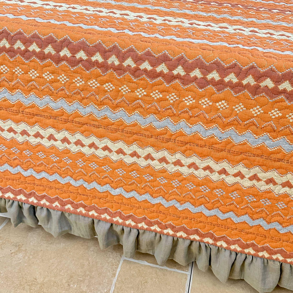 91家纺网 家纺一手货源 找家纺 手艺人家纺 2025新款双层纱夹棉防滑炕盖 榻榻米床盖 炕单床盖A20-A26 A23