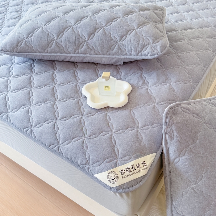 91家纺网 家纺一手货源 找家纺 小萌虎 2025新款全棉新疆棉花床笠-风车系列 风车-灰