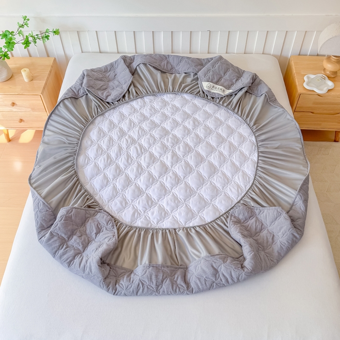 91家纺网 家纺一手货源 找家纺 小萌虎 2025新款全棉新疆棉花床笠-风车系列 风车-灰