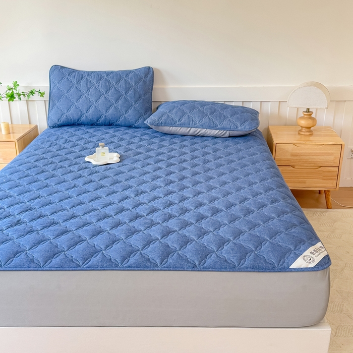 91家纺网 家纺一手货源 找家纺 小萌虎 2025新款全棉新疆棉花床笠-风车系列 风车-牛仔蓝