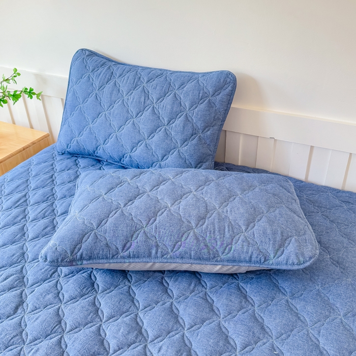 91家纺网 家纺一手货源 找家纺 小萌虎 2025新款全棉新疆棉花床笠-风车系列 风车-牛仔蓝