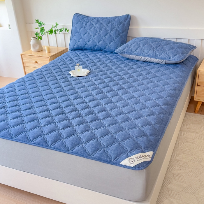 91家纺网 家纺一手货源 找家纺 小萌虎 2025新款全棉新疆棉花床笠-风车系列 风车-牛仔蓝