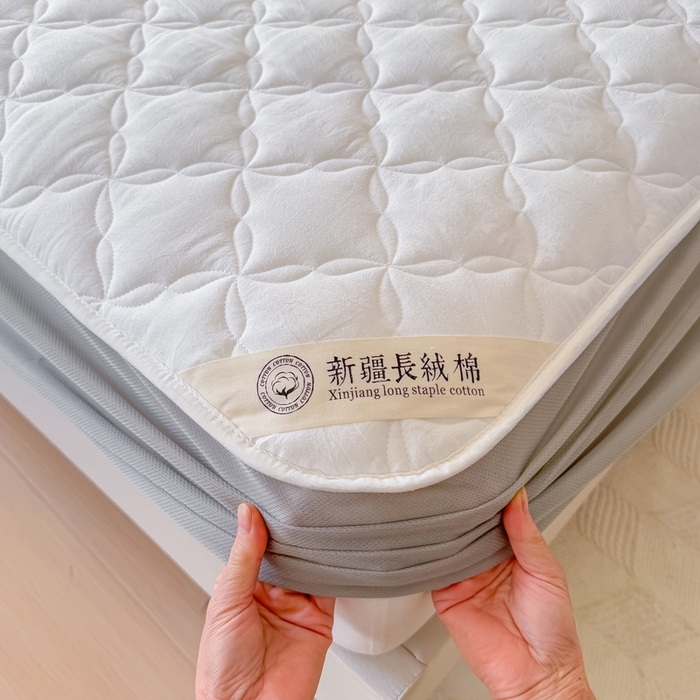 91家纺网 家纺一手货源 找家纺 小萌虎 2025新款全棉新疆棉花床笠-风车系列 风车-米白