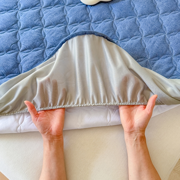 91家纺网 家纺一手货源 找家纺 小萌虎 2025新款全棉新疆棉花床笠-风车系列 风车-牛仔蓝