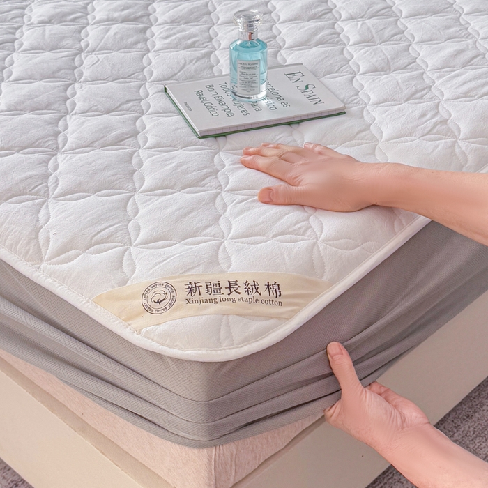 91家纺网 家纺一手货源 找家纺 小萌虎 2025新款全棉新疆棉花床笠-风车系列 风车-米白